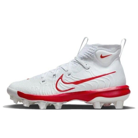 Size 7.5 Nike Alpha Huarache NXT MCS Baseball Cleats White Red DJ6519-104 Men's - Picture 1 of 5